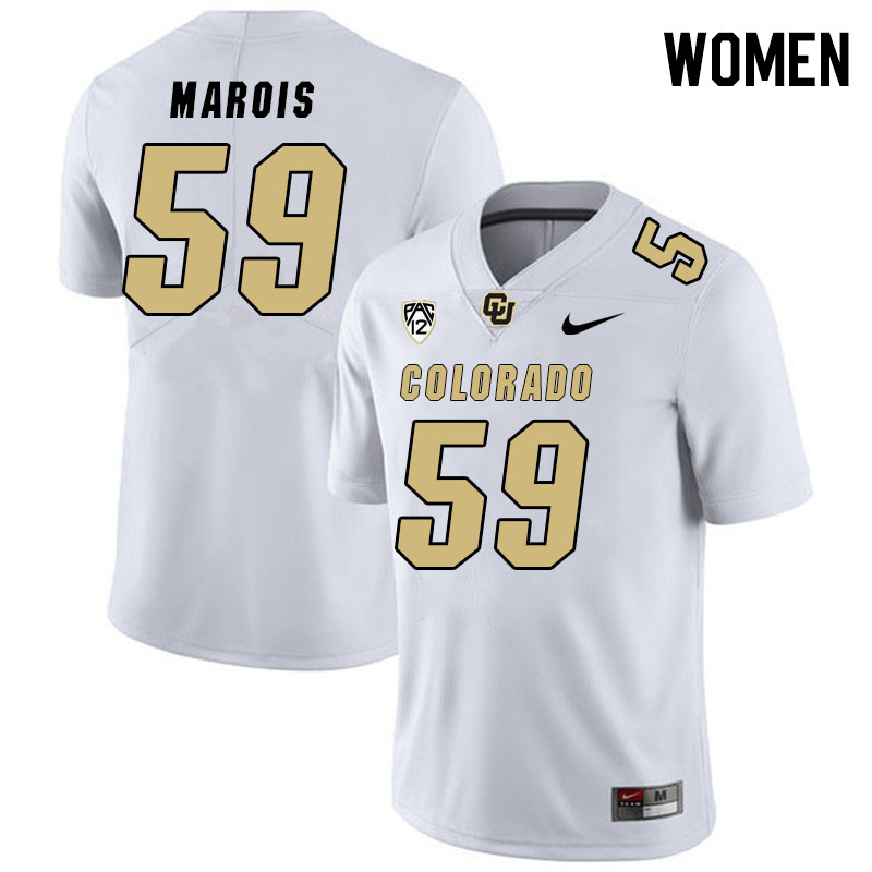 Women #59 Tristan Marois Colorado Buffaloes College Football Jerseys Stitched Sale-White